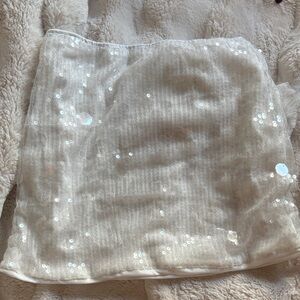 White Sparkly Mini Skirt – Sheer Overlay